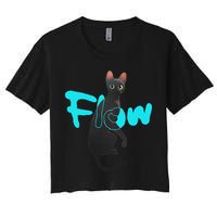 Black Cat Flow For Adult And Women's Crop Top Tee