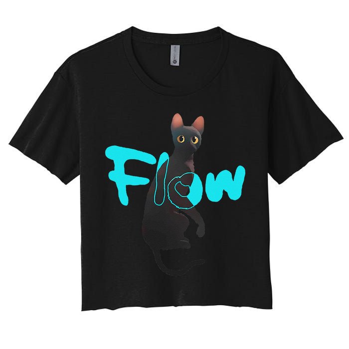 Black Cat Flow For Adult And Women's Crop Top Tee