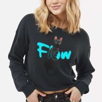 Black Cat Flow For Adult And Cropped Pullover Crew