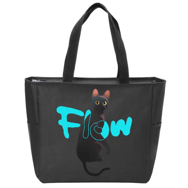 Black Cat Flow For Adult And Zip Tote Bag