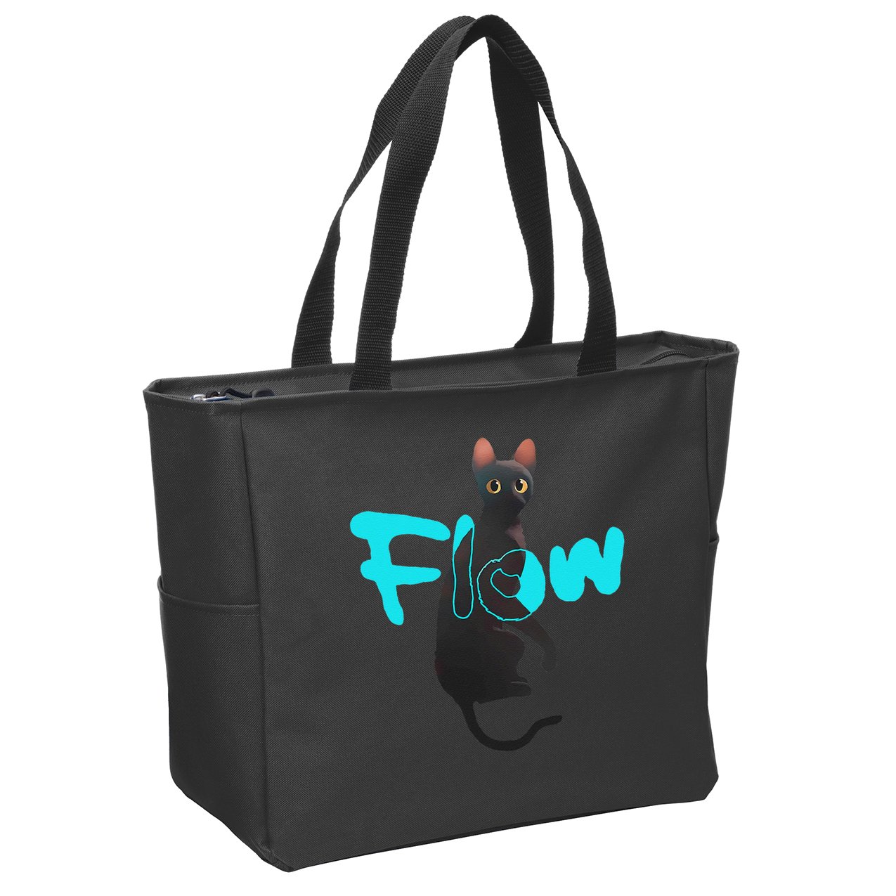 Black Cat Flow For Adult And Zip Tote Bag