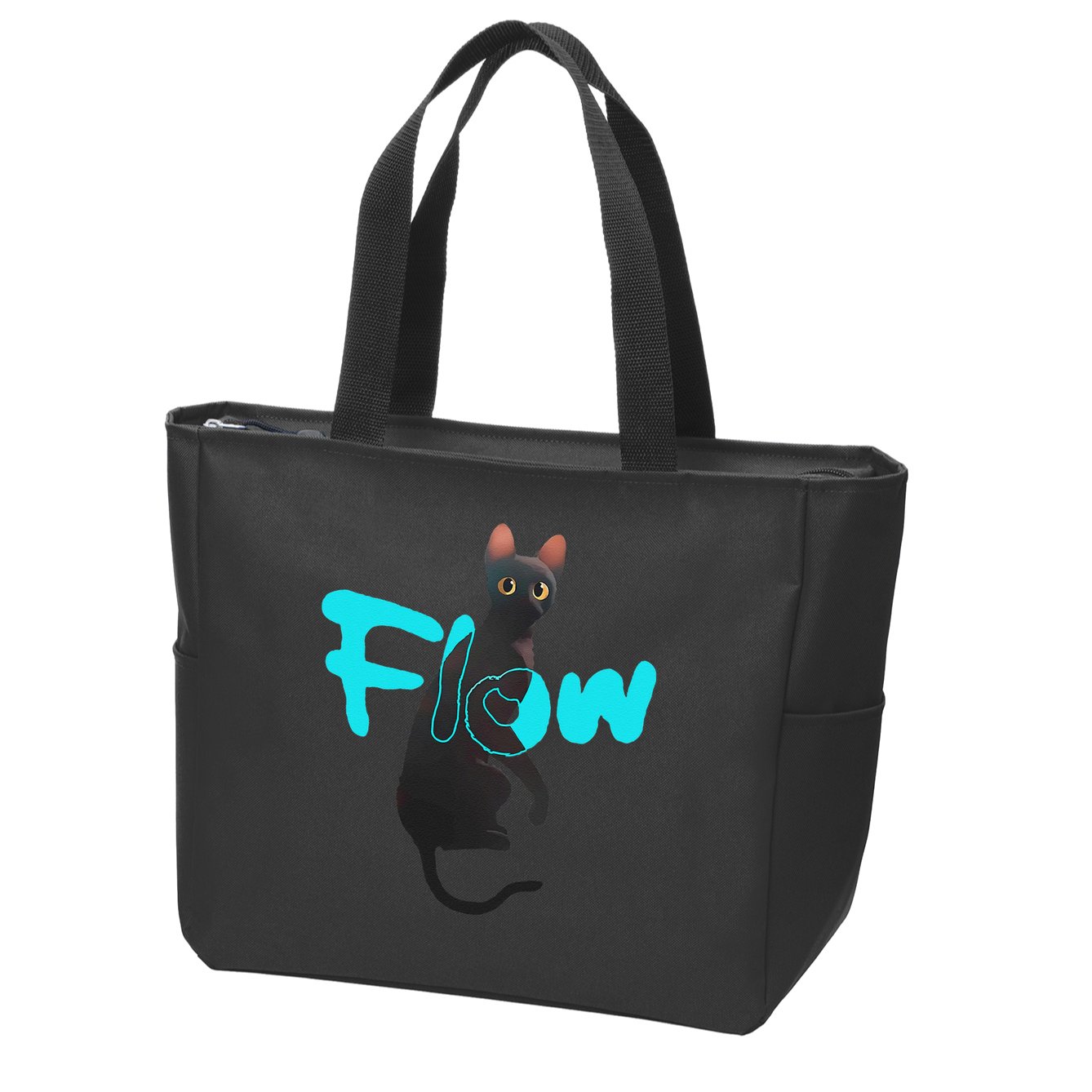 Black Cat Flow For Adult And Zip Tote Bag