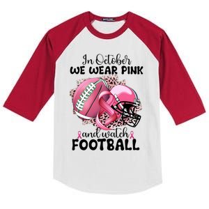 Breast Cancer Football Team Support Kids Colorblock Raglan Jersey