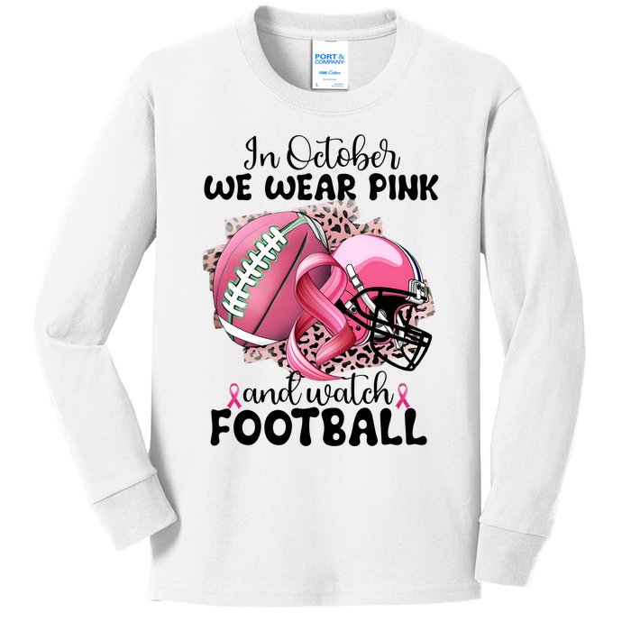 Breast Cancer Football Team Support Kids Long Sleeve Shirt