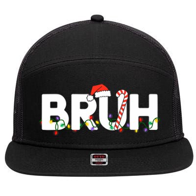 Bruh Christmas Funny Christmas Santa 7 Panel Mesh Trucker Snapback Hat