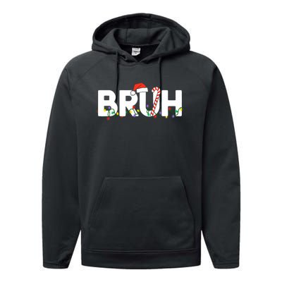 Bruh Christmas Funny Christmas Santa Performance Fleece Hoodie