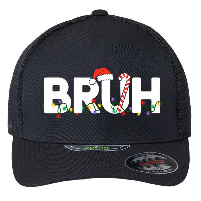 Bruh Christmas Funny Christmas Santa Flexfit Unipanel Trucker Cap