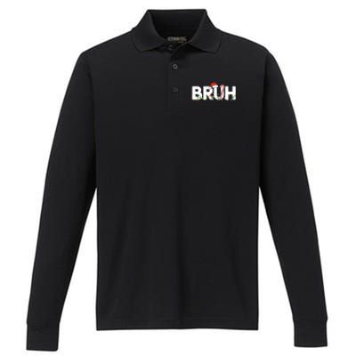 Bruh Christmas Funny Christmas Santa Performance Long Sleeve Polo