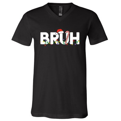 Bruh Christmas Funny Christmas Santa V-Neck T-Shirt