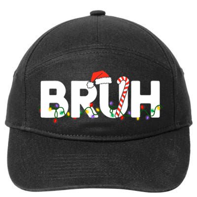 Bruh Christmas Funny Christmas Santa 7-Panel Snapback Hat