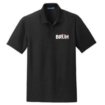 Bruh Christmas Funny Christmas Santa Dry Zone Grid Polo