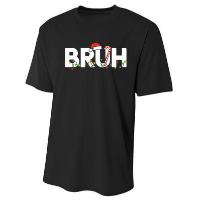 Bruh Christmas Funny Christmas Santa Performance Sprint T-Shirt