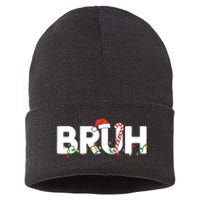 Bruh Christmas Funny Christmas Santa Sustainable Knit Beanie