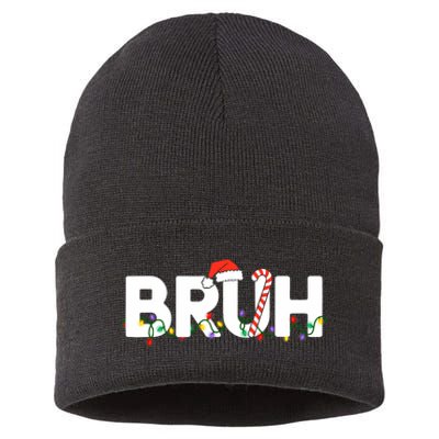 Bruh Christmas Funny Christmas Santa Sustainable Knit Beanie