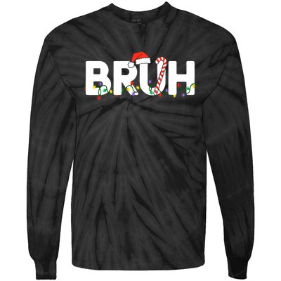 Bruh Christmas Funny Christmas Santa Tie-Dye Long Sleeve Shirt