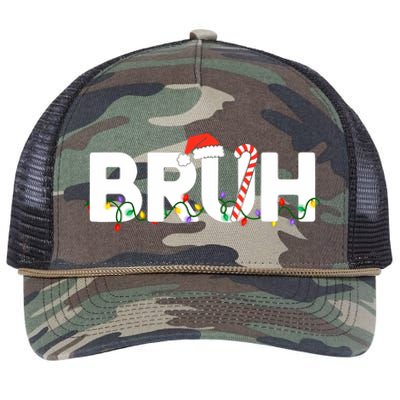 Bruh Christmas Funny Christmas Santa Retro Rope Trucker Hat Cap