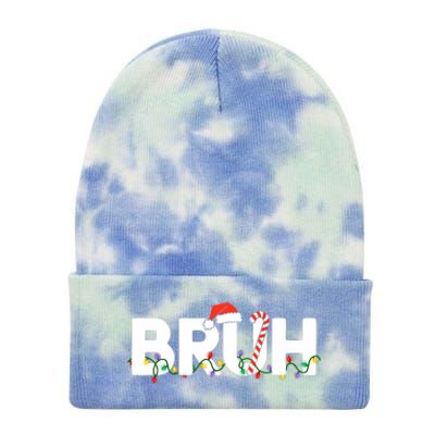 Bruh Christmas Funny Christmas Santa Tie Dye 12in Knit Beanie