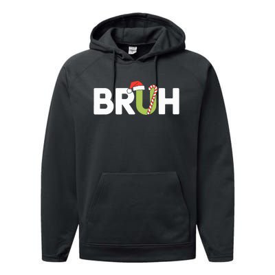 Bruh Christmas Funny Christmas Performance Fleece Hoodie