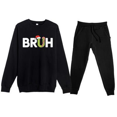 Bruh Christmas Funny Christmas Premium Crewneck Sweatsuit Set