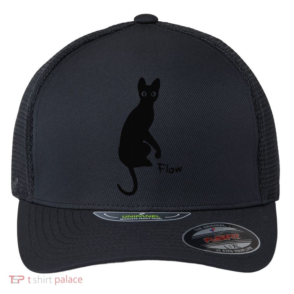 Black Cat Flow Gift Flexfit Unipanel Trucker Cap