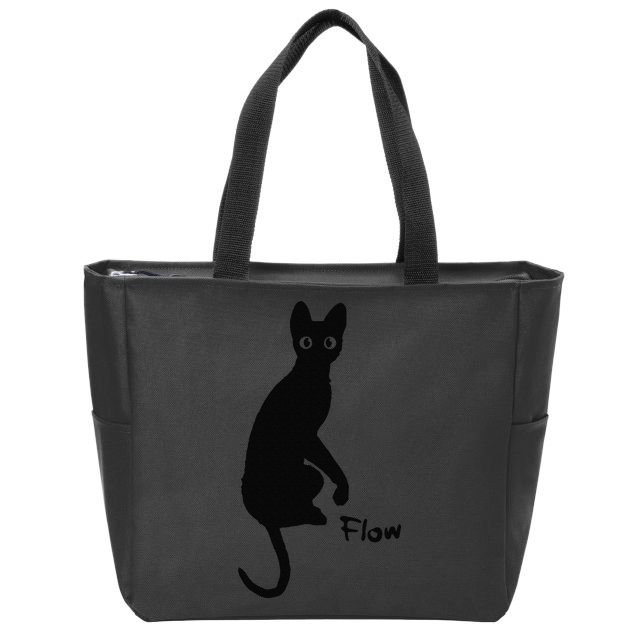 Black Cat Flow Gift Zip Tote Bag
