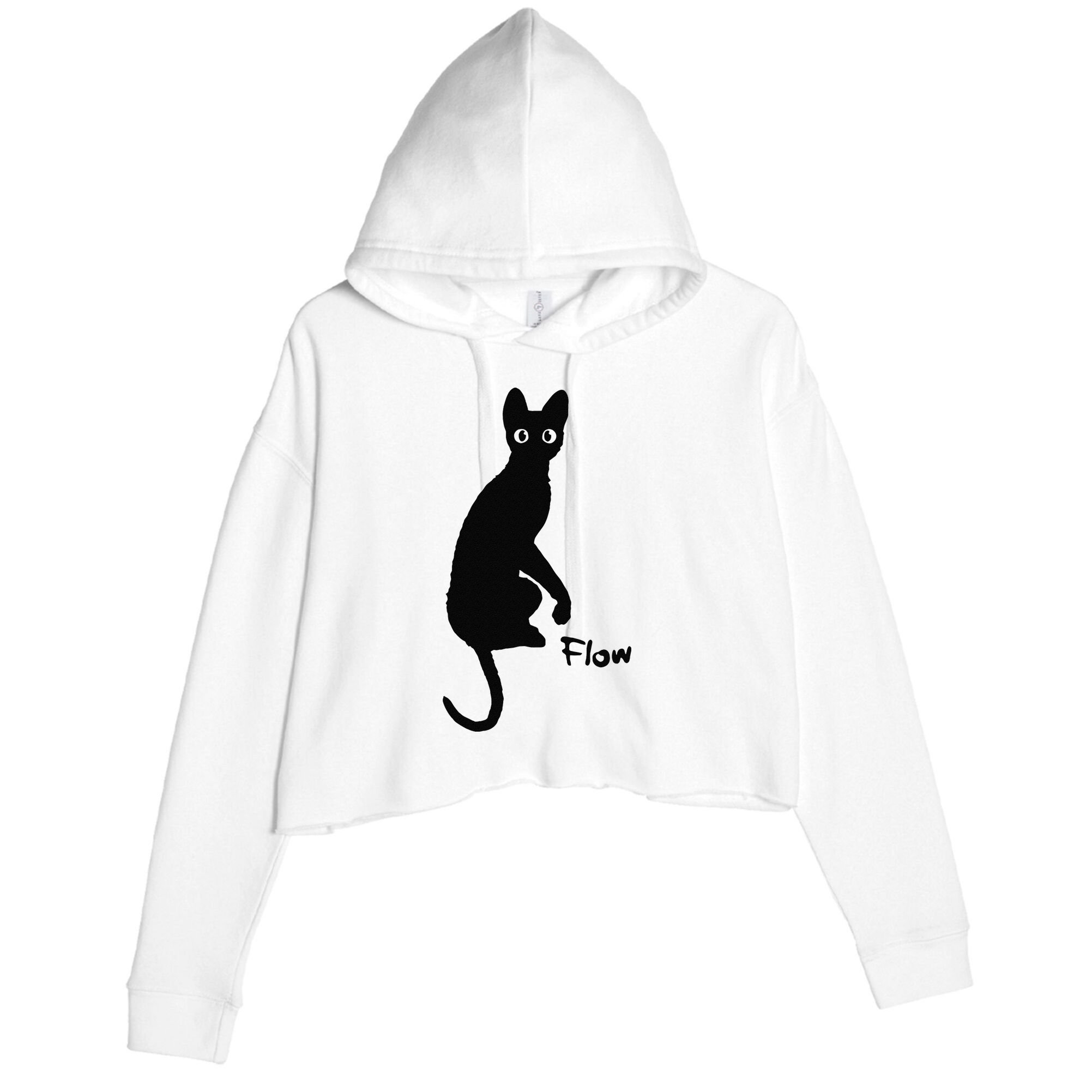 Black Cat Flow Gift Crop Fleece Hoodie