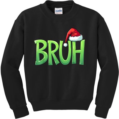 Bruh Christmas Funny Christmas Humor Meme Kids Sweatshirt