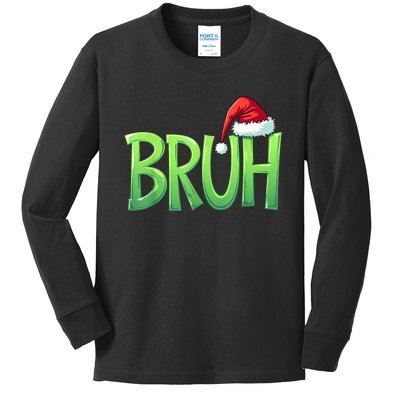 Bruh Christmas Funny Christmas Humor Meme Kids Long Sleeve Shirt