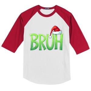 Bruh Christmas Funny Christmas Humor Meme Kids Colorblock Raglan Jersey