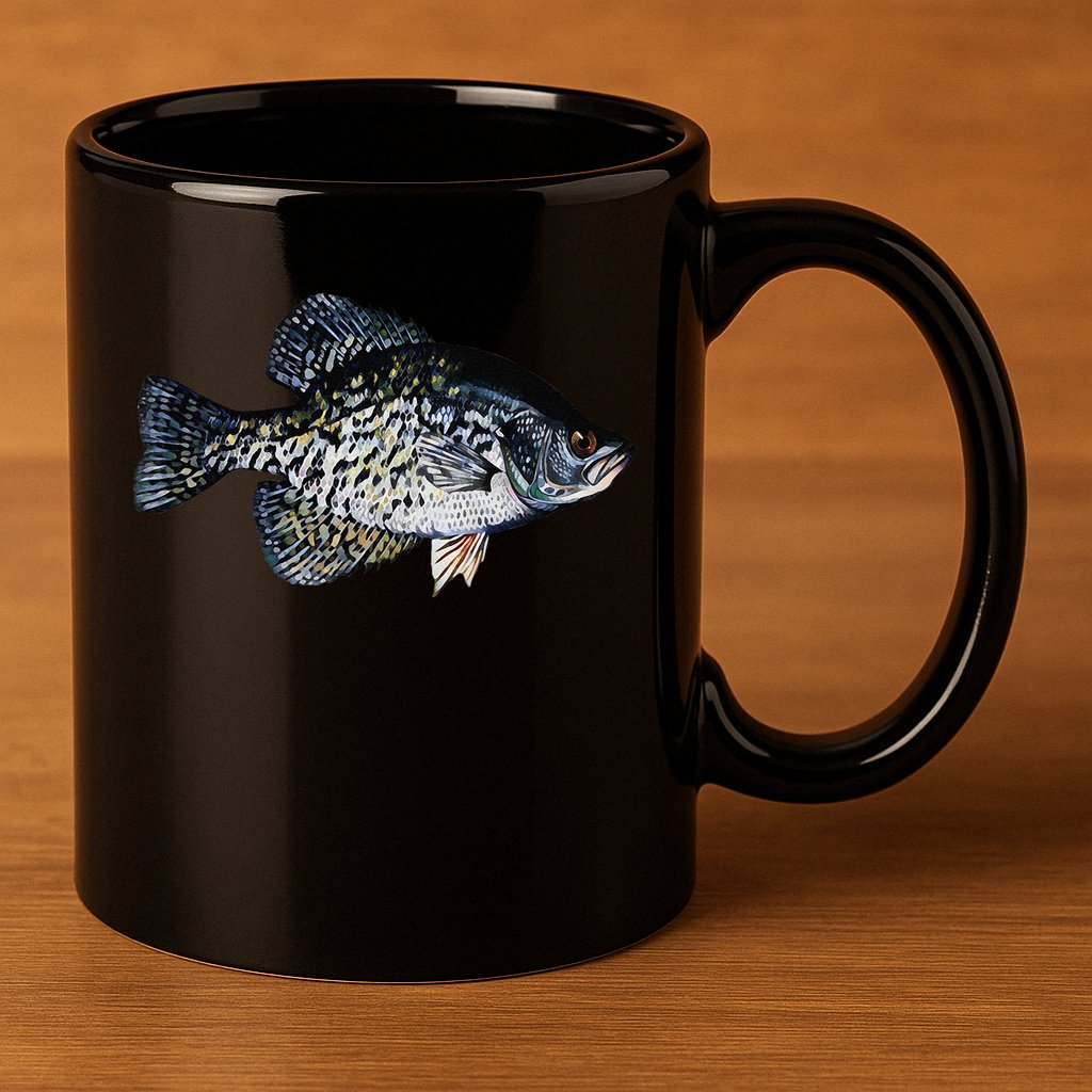 Black Crappie Fish Lucky Crappie Fishing Gift 11oz C Handle Ceramic Mug