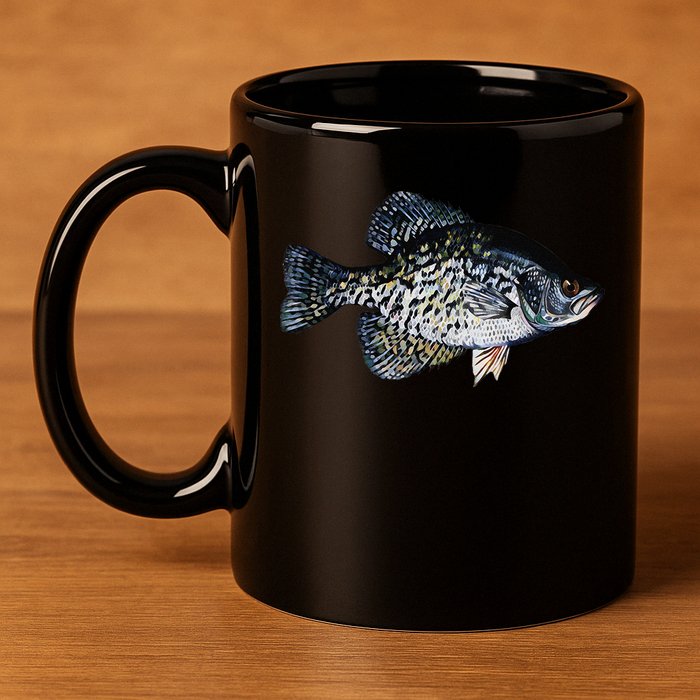 Black Crappie Fish Lucky Crappie Fishing Gift 11oz C Handle Ceramic Mug