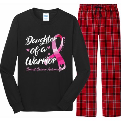 Breast Cancer Fighter Awareness Daughter Of A Warrior Long Sleeve Pajama Set