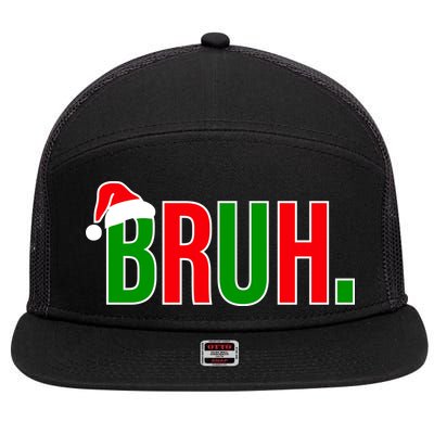 Bruh. Colorful Funny Christmas 7 Panel Mesh Trucker Snapback Hat