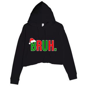 Bruh. Colorful Funny Christmas Crop Fleece Hoodie