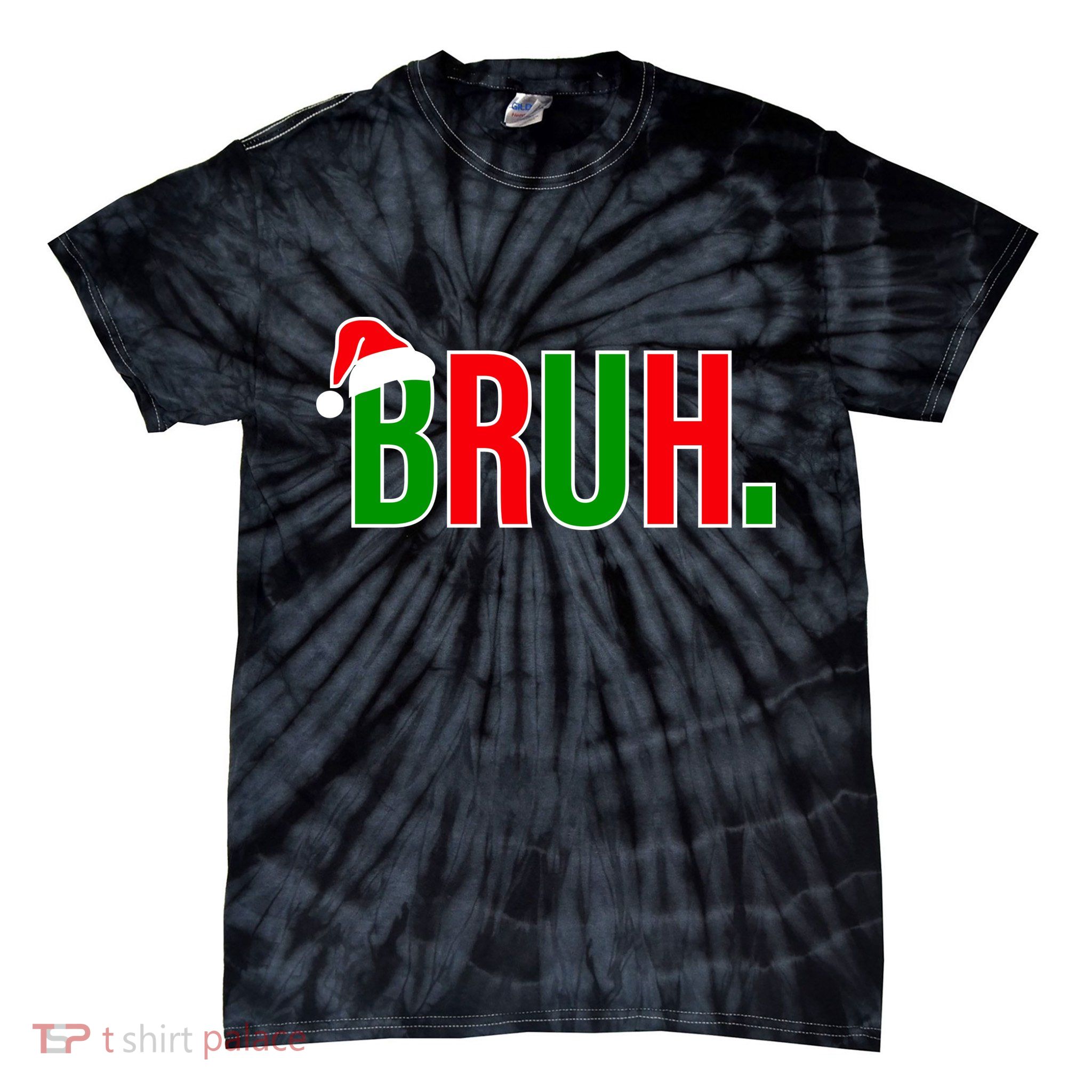 Bruh. Colorful Funny Christmas Tie-Dye T-Shirt