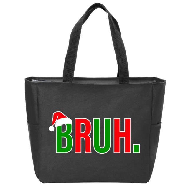 Bruh. Colorful Funny Christmas Zip Tote Bag