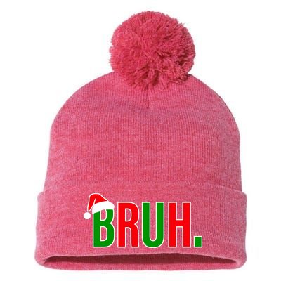 Bruh. Colorful Funny Christmas Pom Pom 12in Knit Beanie