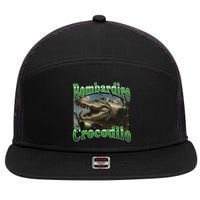 Bombadiro Crocodilo Funny Italian Brainrot Meme Graphic 7 Panel Mesh Trucker Snapback Hat