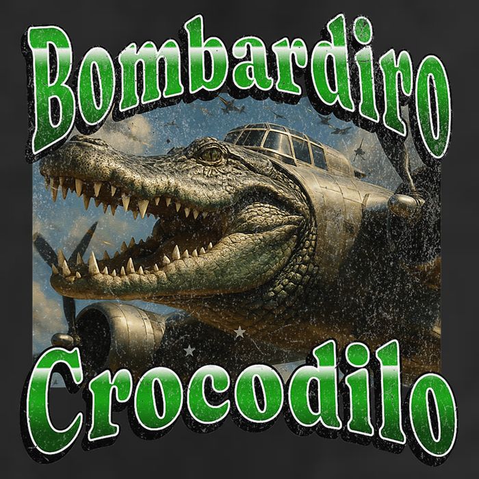 Bombadiro Crocodilo Funny Italian Brainrot Meme Graphic 7 Panel Mesh Trucker Snapback Hat