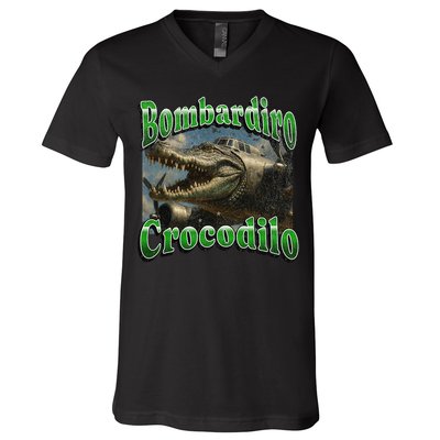 Bombadiro Crocodilo Funny Italian Brainrot Meme Graphic V-Neck T-Shirt