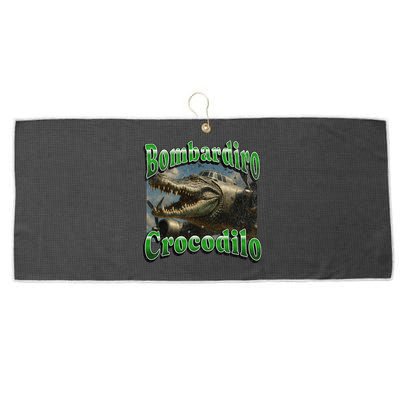 Bombadiro Crocodilo Funny Italian Brainrot Meme Graphic Large Microfiber Waffle Golf Towel