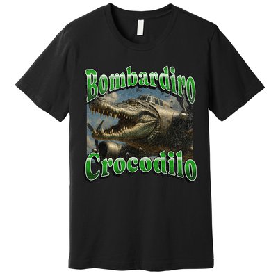 Bombadiro Crocodilo Funny Italian Brainrot Meme Graphic Premium T-Shirt