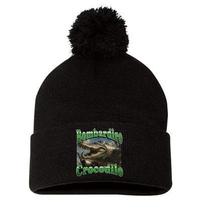 Bombadiro Crocodilo Funny Italian Brainrot Meme Graphic Pom Pom 12in Knit Beanie