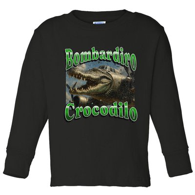 Bombadiro Crocodilo Funny Italian Brainrot Meme Graphic Toddler Long Sleeve Shirt