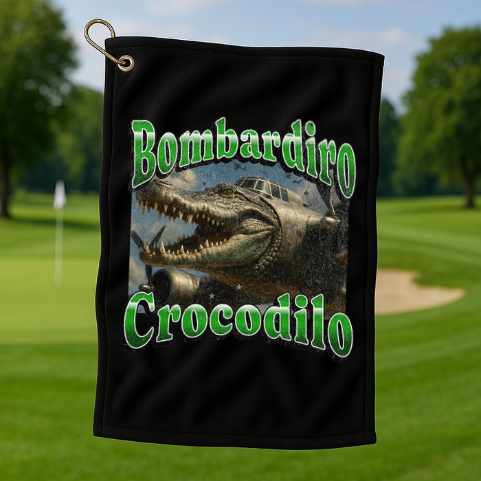 Bombadiro Crocodilo Funny Italian Brainrot Meme Graphic Golf Towel