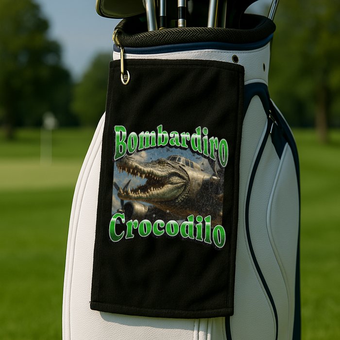 Bombadiro Crocodilo Funny Italian Brainrot Meme Graphic Golf Towel