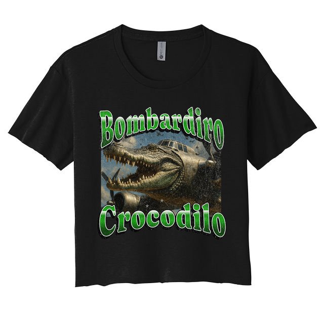 Bombadiro Crocodilo Funny Italian Brainrot Meme Graphic Crop Top