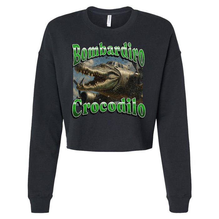 Bombadiro Crocodilo Funny Italian Brainrot Meme Graphic Cropped Pullover Crew