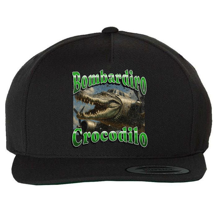 Bombadiro Crocodilo Funny Italian Brainrot Meme Graphic Wool Snapback Cap