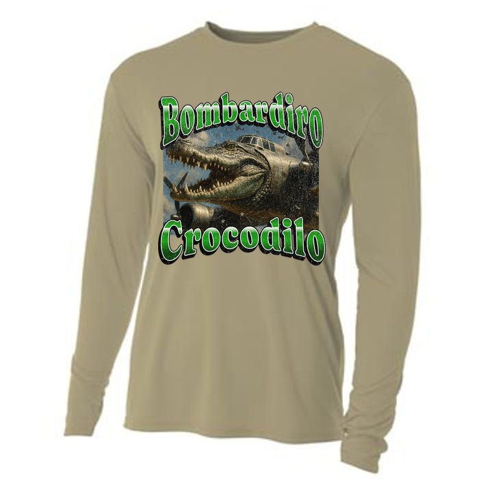 Bombadiro Crocodilo Funny Italian Brainrot Meme Graphic Cooling Performance Long Sleeve Crew